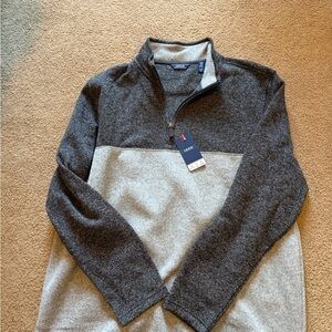 Izod Men's Gray and Charcoal Zip Up Sweater